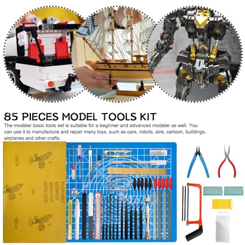 Bigstone 85 PCS Model Tools Kit Hobby Building Tool Craft Set Modeler Basic DIY Tools for Cars, Airplanes, Buildings, Robots Gundam Plastic Models Building Repairing and Fixing