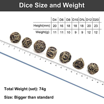 DND Dice,Hollow D&D Metal Dice,Unique Round Ball Design Octopus Dice with Gift Box for Dungeons & Dragon Gaming,7 PCs Steampunk Polyhedral D and D Dic (Ball Octopus Bronze) - color: Ball Octopus Bronze