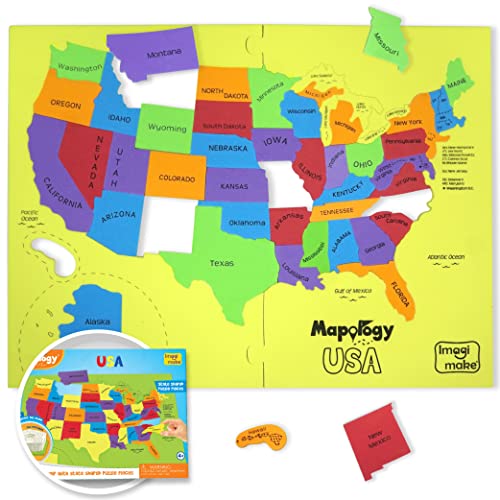 Imagimake Mapology - USA Map Puzzle, Learn 50 States, Shapes & Fun Facts | Educational Jigsaw Puzzle, Learn United States Through Play, Birthday Gift for Boys & Girls Ages 4,5,6,7,8,9,10 Years Old - style: USA Map