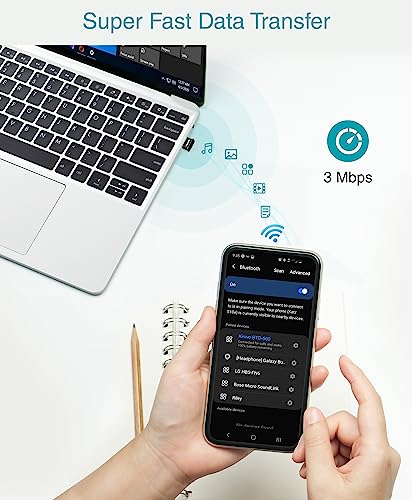 Kinivo USB Bluetooth Adapter for PC (BT5.0, Plug & Play Wireless Dongle Receiver for Ubuntu, Windows 11/10/8.1) – Works with Laptops, Headsets, Speakers, Mouse, Keyboard, Printers, Gaming Controllers - style: BTD500