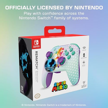 Turtle Beach Rematch Wireless Controller Invincible Mario Nintendo Switch 2 | Nintendo Switch Lite, OLED, Glow-in-the-Dark Design, Rechargeable 40-Hr Battery, 2 Mappable Back Buttons, Invincible Mario - color: Invincible Mario