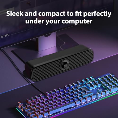 1Mii 3.5mm Computer Speakers for Desktop Laptop Tablet with Volume Control | USB Powered PC Speakers, Small External Speakers Wired, Stereo Sound with 3.5mm Audio Plug for Windows Mac Linux PC Monitor