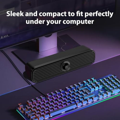 1Mii 3.5mm Computer Speakers for Desktop Laptop Tablet with Volume Control | USB Powered PC Speakers, Small External Speakers Wired, Stereo Sound with 3.5mm Audio Plug for Windows Mac Linux PC Monitor