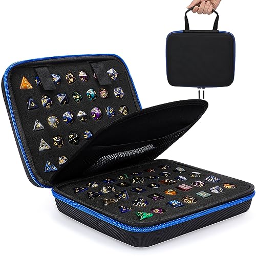 Aoriher 1 Pcs Dice Case with Removable Slotted Tray for Storage Game Storage Case Dice Holder Holds up to 70/10 Sets (Blue) - color: Blue