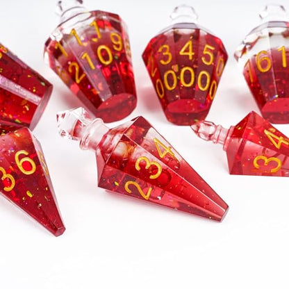 7PCS Potion DND Dice Set,Transparent Sharp Edge Dice Set D&D RPG Polyhedral Die,for Dungeons & Dragons, Pathfinder, and TTRPG Roleplaying Games (Red) - color: Red