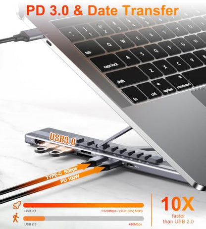 USB C Laptop Docking Station Stand, 8 in 1 Hub 4K HDMI, Dock Stand | Laptop Dock Stand with 4K@60Hz, 2*USB A 3.0, PD 100W, USB-C Data, SD&TF, Dock Station Compatible with Acer/Dell XPS/HP/Mac - style: M57 8 in 1
