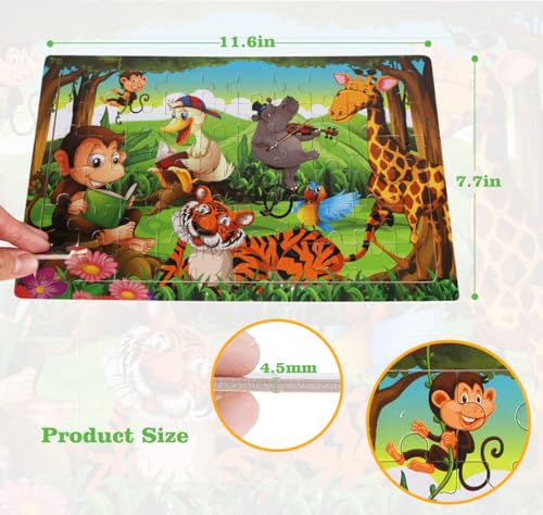 Wooden Puzzles Toys for Kids Ages 4-6, Set of 3 Packs with 60-Piece Wood Jigsaw Puzzles, Dinosaur, Animal and Space Theme. Ideal Gifts for Boys and Girls 3 4 5 6 7 8 Years Old