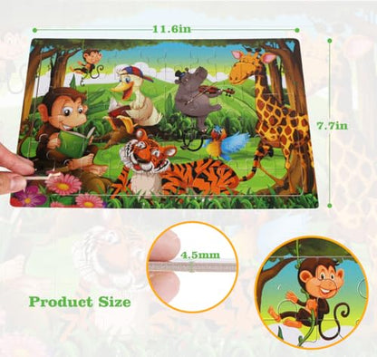 Wooden Puzzles Toys for Kids Ages 4-6, Set of 3 Packs with 60-Piece Wood Jigsaw Puzzles, Dinosaur, Animal and Space Theme. Ideal Gifts for Boys and Girls 3 4 5 6 7 8 Years Old