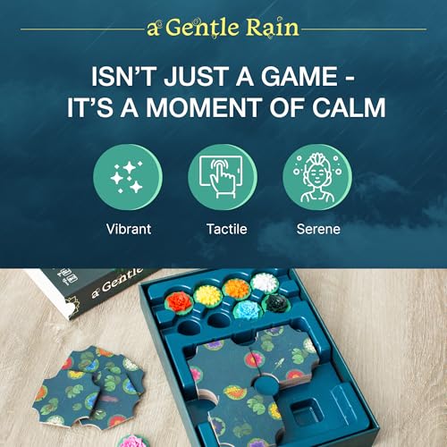 A Gentle Rain – Bloom Edition – Calming Tile-Laying Puzzle Game with 3D Lotus Blossoms – Mindful Solo, 2-Player, or Cooperative Play in 15 Min – Premium Tactile Board Game, Giftable & Family-Friendly