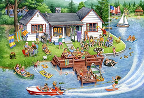 Vermont Christmas Company Lakeside Fun Jigsaw Puzzles for Kids - 100 Piece Interlocking Puzzle for Kids and Seniors - Large, Thick, Durable Puzzles Made with Precision Cutting (19" x 13")