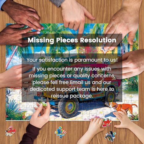 500 Piece Puzzles for Adults,Summer Beach Vacation Puzzle for Teens Adults Seniors, Palm Trees Ocean Dogs Jigsaw Puzzle 500 Pieces, Car Travel Puzzle with Letters on Back,Challenging Family Game Gifts - style: Beach Vacation