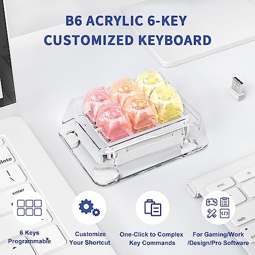 Attack Shark OSU Keypad,6-Key One Handed Keypad,Mini Mechanica RGB keypad for macros and Rhythm Games,Hot swappable Switch,3 Modes 2.4GHz Wireless/USB-C/Bluetooth,Support NKRO for iOS,Windows.