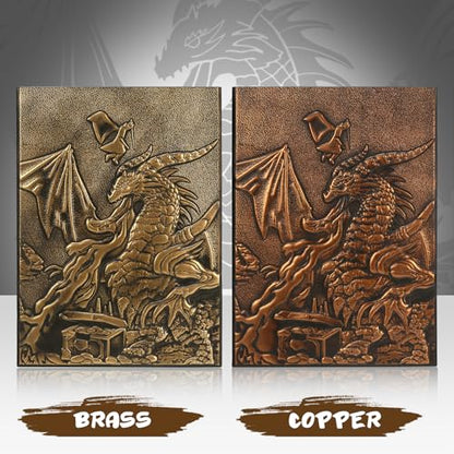DNDND DM Screen 3D Faux-Leather Embossed Dragon with Four-Panel Pockets, DND Master Screen with Gorgeous Gift Flet Case for D&D Dungeons and Dragon Tabletop Game (Copper) - color: Copper