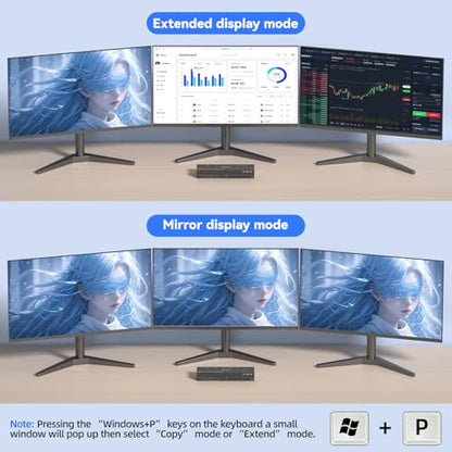 4K@60Hz KVM Switch 3 Monitors 6 Computers, Reyoten Triple Monitor HDMI KVM | Metal, for 6 Computers Sharing 3 Monitors Keyboard Mouse Printer, with 1 HDMI+2 DP Each Computer, Power Adapter+Controller - size: 16.5