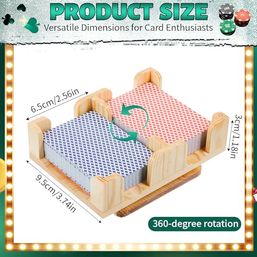 Kathfly Upgraded 2 Decks Wood Playing Card Holder 360° Rotating, Canasta Card Holder Tray Organizes, Poker, Games, Smooth Rotate Design & Easy Access, Balance & Stability(Wood Color) - style: 2 Decks