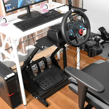 Anman Strengthen Stability Racing Wheel Stand fit for Logitech/Thrustmaster/PC/Fanatec G27,G29,G920,G923,T150,T248,T300,TMX,Upgrade Steering Shifter Mount Cockpit,Wheel Shifter Pedals NOT Included