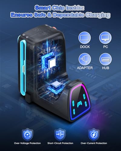 9 In 1 Controller Charging Dock for Nintendo Switch 2/Switch 1/OLED Controller, Fast Charger Station for Joy Con 2&1 and Pro Controller 2&1, Charger Accessories with RGB Light