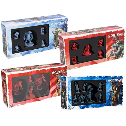 SFG Steamforged Games: Godtear The Board Game Bundle (Halftusk, Sneaky PEET, Helena, and Keera Expansion - 4 Items)