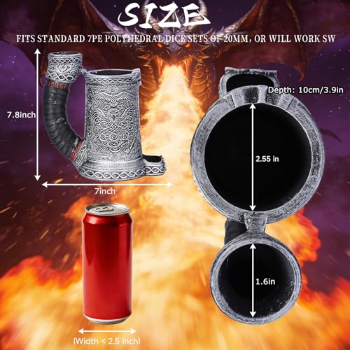 Dice Tower Mug DND Dice Rolling Tower with 7 PCS Dice Set | Suitable for Dnd Dungeons And Dragons, Tabletop Games, Available As Drink Holder, D&D Gifts, Dnd Accessories,Silver octopus - color: Silver Octopus