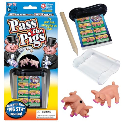 Pass the Pigs, Hilarious Pig Dice Game by Winning Moves Games USA | Famous Family Favorite for 50 Years, 2 or more Players, Ages 7+