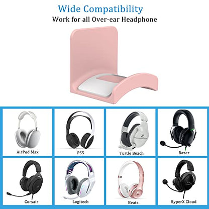 SOKUSIN Headphone Stand Headset Holder - Adhesive Gaming Earphones Hanger, Universal Desk Wall Mount Hook for All Headphone/Controller, Compatible with Beats, AirPods Max,Sony, JBL (Pink-2Pack) - color: Pink-2 Pack