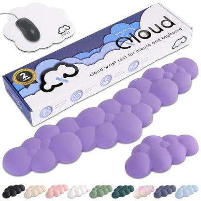 Purple Cloud Keyboard Wrist Rest – Create-ables Qloud Purple Wrist Rest for Computer Keyboard and Mouse, Ergonomic Memory Foam Wrist Pad with Non-Slip Base, Includes Cloud Mouse Pad - color: 08 Lilac Purple