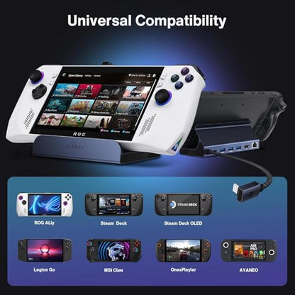 iVANKY 4K@144Hz Steam Deck Dock, 8-in-1 Docking Station for ASUS ROG Ally X/Legion Go/MSI Claw, ROG Alloy/Valve Stream Deck OLED Hub, HDMI 2.1, 1Gbps Ethernet, 3*USB-A 3.0, with 65W Power Adapter - color: Black