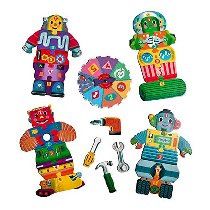 eeBoo Build a Robot Spinner Game, Matching Game, Ages 3+, 2-4 Players | Introduces early number recognition & imaginative play. Includes spinner & robot building pieces. 15-30 min game - style: Build a Robot