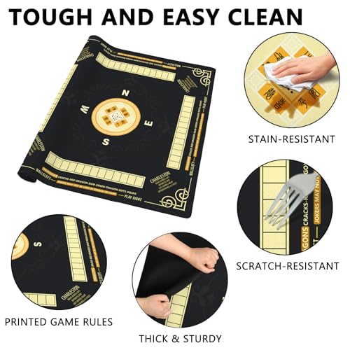 Mahjong Mat with Rules, 31.5" X 31.5" Noise Reduction Mahjong Table Cover with Carrying Bag and 3 Dice, Mahjong Lovers Gifts Non Slip Gaming Mat for Board Tile Games Poker Card Dominoes Game Nights - color: A06