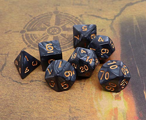 Polyhedral DND Dice Set Pearl Black for Dungeon and Dragons D&D Pathfinder RPG MTG Dice D20 D12 D10 D8 D6 D4 - color: Pearl Black