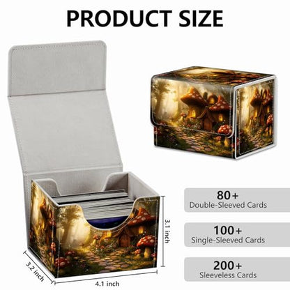 Strong Magnet MTG Demon Deck Box Playing Card Case Magic Deck Box Creative Pattern Trading Card Storage Box for TCG for Collectible Games, Wild Red Mushroom House - color: Wild Red Mushroom House
