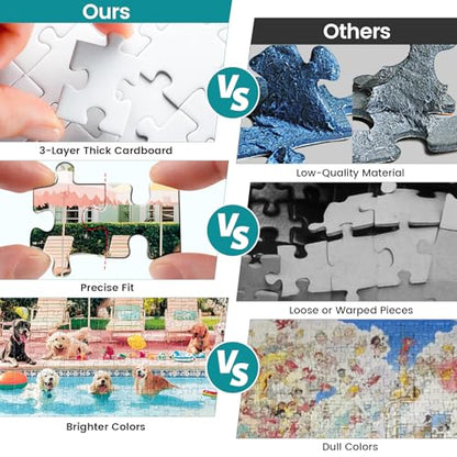 Jigsaw Puzzles 500 Pieces for Adults Puppy Swimming Pool Challenging Jigsaw Puzzle Animal Puzzles Difficult Puzzle Great Gift Jigsaw Puzzle Game 20.5x15 inch - style: Puppy