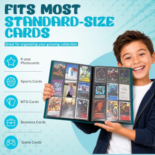 Trading Card Binder, 9 Pocket 20 Pages 360 Cards, Suitable for MTG, TCG(Malachite Green) - color: Malachite Green