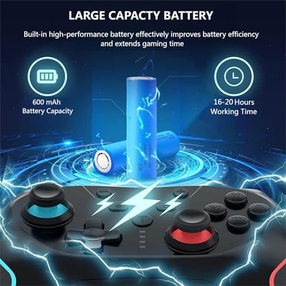 Matbip Wireless Controller for Switch/Switch Lite/Switch OLED/Switch 2, Wireless controller with 2 back buttons, 3-level TURBO adjustable(blue&red) - color: 1 blue&red