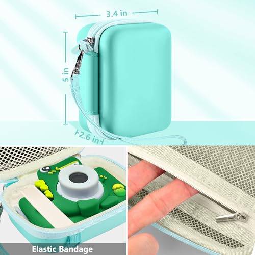 Leayjeen Kids Camera Case for Goopow/Mgaolo Kids Camera-Light Green | Fits CIMELR/Seckton/OZMI Kids Toy Cameras and Children Digital Camera,Shockproof Water-Resistant Hard EVA Shell(Case Only) - color: Green