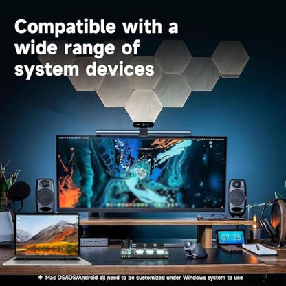 Walfront Programming Macro Keyboard RGB LED 3 Key 1 Knob Mini Mechanical Keypad with Red Switch USB C Connection Support Customization Button Setting for Game Music Media