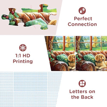 300 Pieces Jigsaw Puzzles for Adults, Golden Retriever Jigsaw Puzzles for Kids Adults Seniors, Adult Puzzles 300 Pieces, Challenging Puzzle Great Gift for Family Friends - style: Dog Book