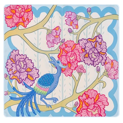 Drydiet Mahjong Mat for Table 31.5 x 31.5 Inch American Mahjong Mat with Carrying Bag, Non-Slip Noise Reduction Table Item for Family Poker Domino Board Game Night & Party Use(Peacock) - style: Peacock