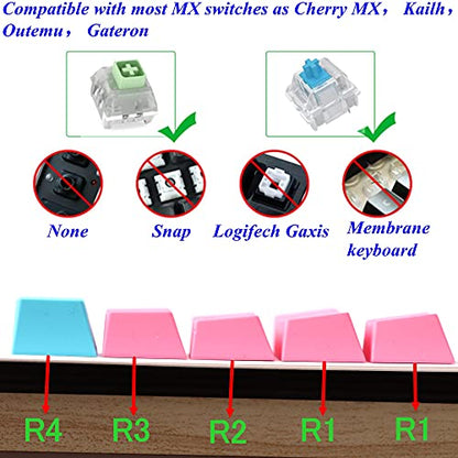 CJXSP PBT 61 Keycaps 60 Percent, Gaming Keycaps OEM Profile Backlit Keycap Set for 60 Percent Cherry MX Mechanical Keyboard ，Only keycaps (Pink Peach) - color: Pink peach