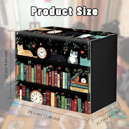 DEGDFSGR Card Game Storage Box for TCG MTG Commander Deck Box MTG Card Box Organizer Trading Card Case Magnetic Closure Creative Pattern Up to 2400 Cards, Cute Cat Bookshelf Clock - color: Cute Cat Bookshelf Clock