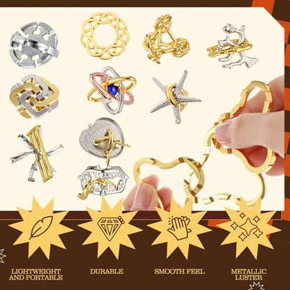 24 Pcs Metal Brain Teaser Puzzles Assortment for Adults Difficult Magic Puzzles Highly Hard Brain Games Iq Logic Test Disentanglement Game for Mind Challenge(Funny) - style: Funny