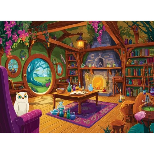 500 Piece Puzzles for Adults,Owl Forest Jigsaw Puzzles 500 Pieces,Magic House Puzzle 500 Pieces Adult Funny Jigsaw Puzzle Premium Cardboard Puzzles Home Decor Birthday Party Gift - style: Magic House
