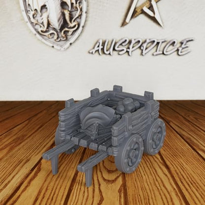 AUSPDICE Merchant Cart Tabletop Unpainted Miniature, 28mm DND Terrain AS734 | Fantasy Role Playing Scenery for Dungeons and Dragons, TTRPG Games, Merchant Encounters and Medieval Market Theming