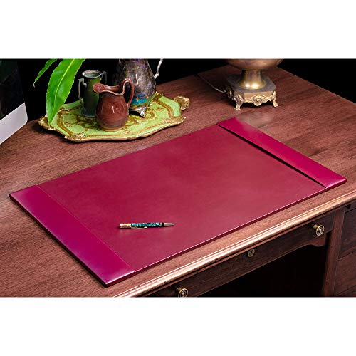 DACASSO Bonded Leather Desk Pad with Side Rails - Luxury Leather Desk Blotter for Writing - Padded Executive Desk Surface Protector - ( Burgundy, 30” x 18”) - color: Burgundy