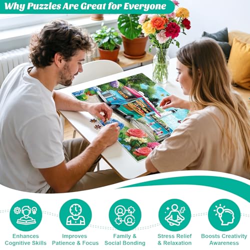 300 Pieces Puzzles for Adults,Large Pieces Beach Puzzle for Kids Teens Seniors,Funny Coastal Lighthouse Food Truck Jigsaw Puzzle for Kids Ages 8-10 10-12,Summer Seaside Puzzles Family Game Nights - style: Beach