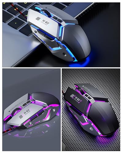 Wired Gaming Mouse, 8800 DPI Wired Optical Mouse, 6 Programmable Buttons RGB Breathing Light Ergonomic Gaming Mouse for PC Laptop Windows (Black) - color: Black