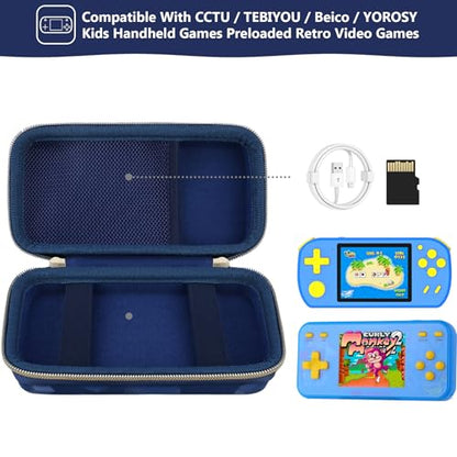Supmay Carrying Case Compatible with CCTU / TEBIYOU Kids Handheld Games Preloaded 218 Retro Video Games, Portable Gaming Electronic Toys Storage Holder Travel Bag with Mesh Pocket for USB Cable, Blue - color: Blue Cube