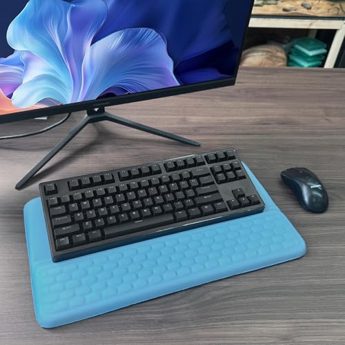Computer Keyboard Stand with Wrist Rest, Ergonomic Tilted Keyboard Holder - Keyboard Riser with Wrist Pad - Keyboard Tray Support for Office Home - Blue - color: Keyboard Stand - Blue