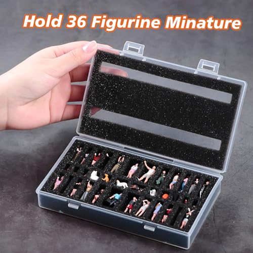 Clear Miniature Figure Storage Case,36 Slot Figurine Minature Organizer Case,3 Layer Foam Dustproof Protector Box for 1/64 1/87 Figure Model Accessories(6.5 * 3.7 * 1.2in) - size: 6.5*3.7*1.2in