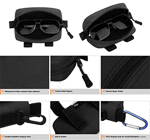 HUNTVP Tactical Eyeglasses Hard Case Molle Zipper Sunglasses Carrying Case Nylon with Clip - color: Camouflage